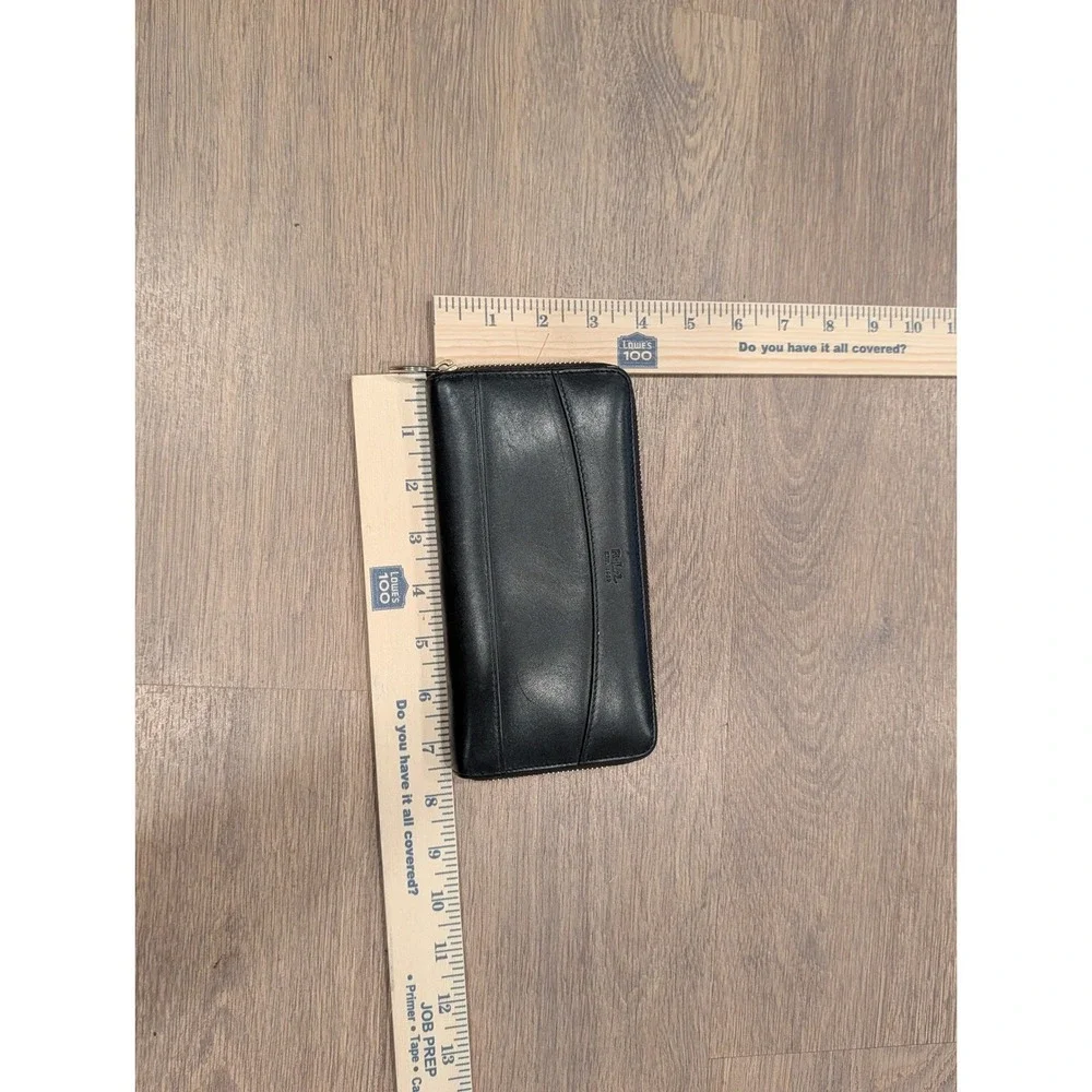 Vintage Style Classic RLL Ralph Lauren Black Leather Zip Wallet